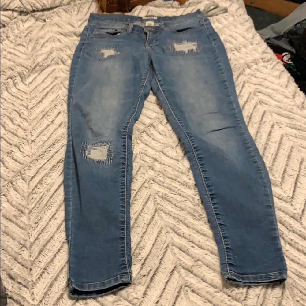 Patchwork skinny jeans